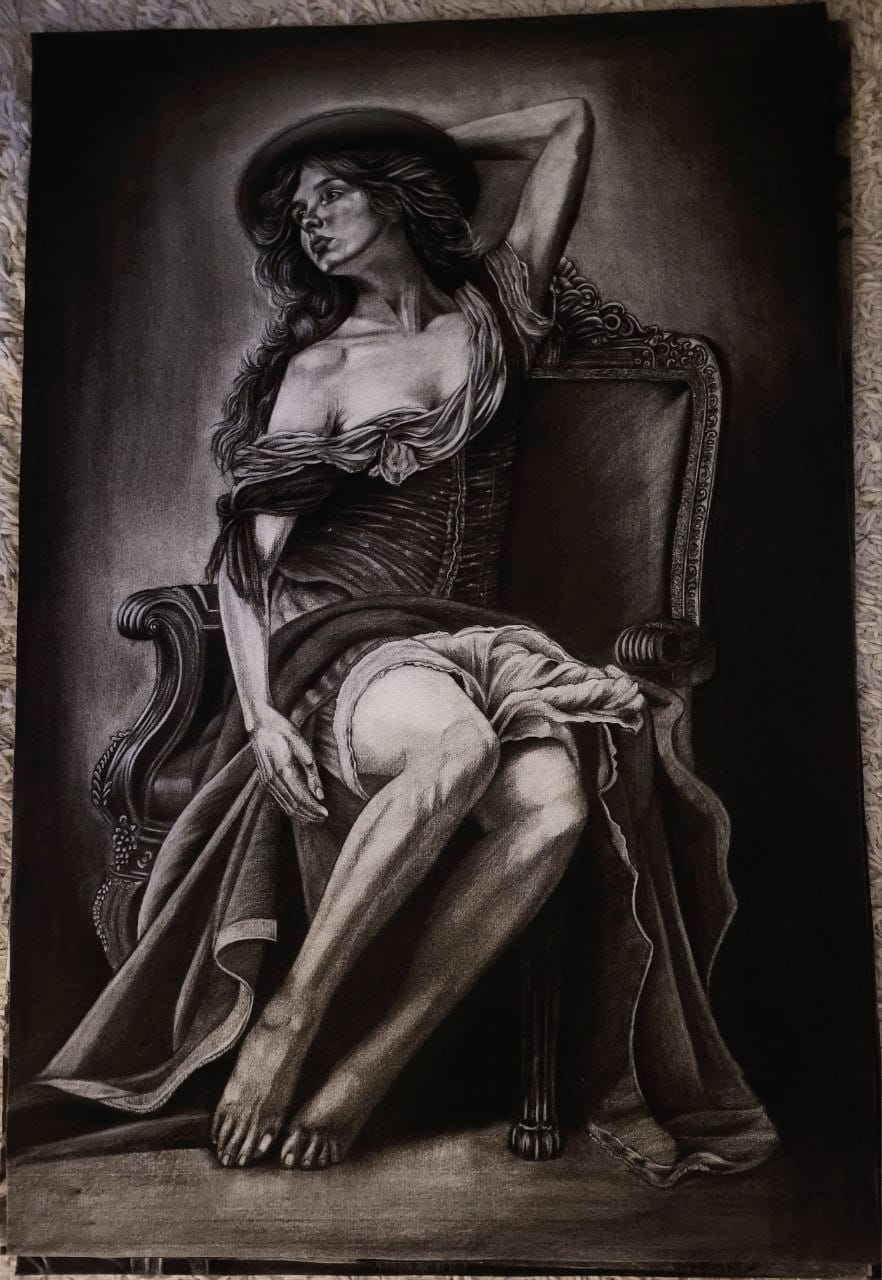 charcoal shading detail on fine-art paper Dumfries